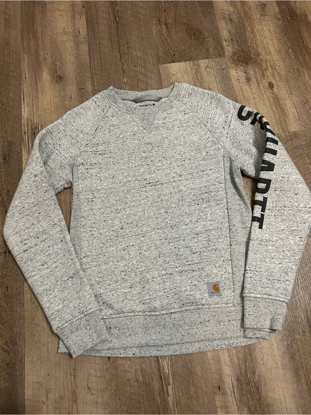 Carhartt Light Heather Gray Crewneck Sweatshirt with Sleeve Text